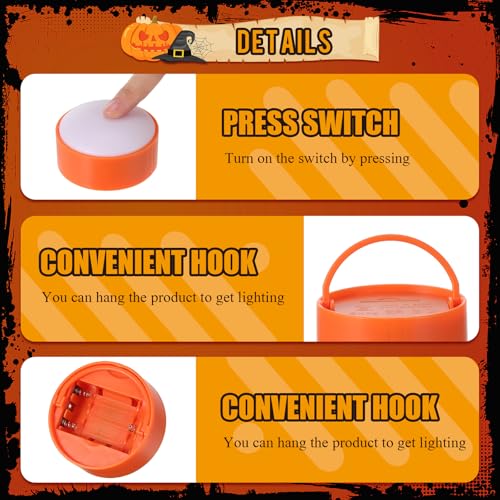 Image of Riakrum 6 Pieces Halloween Remote Timer LED Lights with Remote Summer Halloween LED Pumpkin Lights Battery Operated Lantern Bright Flameless Candle(Orange, Purple)