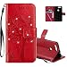 Produktbild COTDINFOR Huawei Honor 8 Hülle für Mädchen Elegant Retro Premium PU Lederhülle Handy Tasche mit Magnet Standfunktion Schutz Etui für Huawei Honor 8 Red Wishing Tree with Diamond KT.