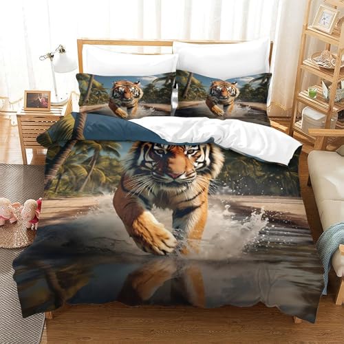 Parure de lit tigre de qualité supérieure en microfibre ultra douce 3D - 3