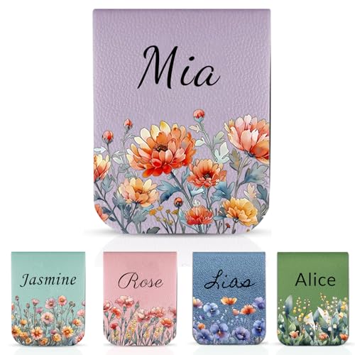 Personalized Leather Magnetic Bookmark with Name Custom Birth Flower Bookmark for Women Customized Book Accessories Bookish Gifts for Reading Lovers