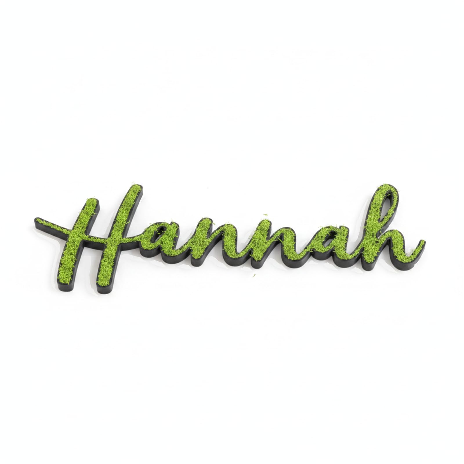 Türschild Kinderzimmer Moos Schriftzug personalisiert mit Wunschname - Namensschild Kinder ca. 24 cm aus 3D-Druck mit Kunstmoos - Wanddeko für Kinderzimmer, Tür und Wohnzimmer - inkl. Klebepads