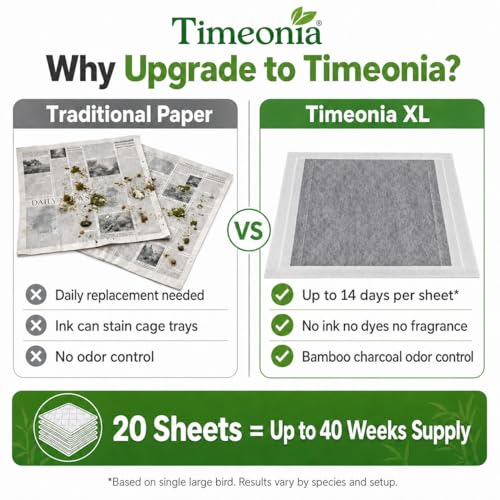 TIMEONIA XL Bird Cage Liners 20-Pack Bamboo Charcoal Pads — view 2