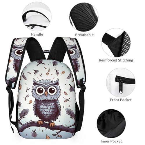 Owl Tree Branches Backpack Set 3 Piece, Durable Backpack Insulated Lunch Bag Portable Pencil Case for Men Women3