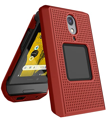 Coque Cat S22 Rabat Évite les Rayures Étui Rigide Fin Rouge