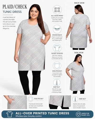 Image of In Love Women's All-Over Printed Cotton Plus Size Longline T-Shirt with Pockets