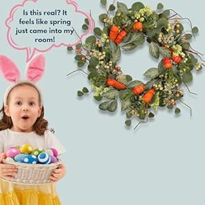 Spring Wreath Artificial Carrot Eucalyptus Wreath 22IN, Orange Green White, Spring Easter Summer Front Door Wall Decor Spring Wreath Artificial Carrot Eucalyptus Wreath 22IN Orange Green White Spring Easter Summer Front Door Wall Decor