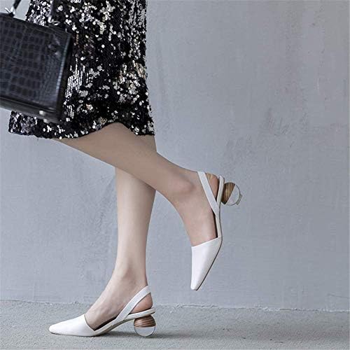 Fericzot Mule Shoes Spherical Clear Heel Sandals Square Toe Slippers Slip On Pumps Slingback Wedding Dress Shoes White 11M | Image 4