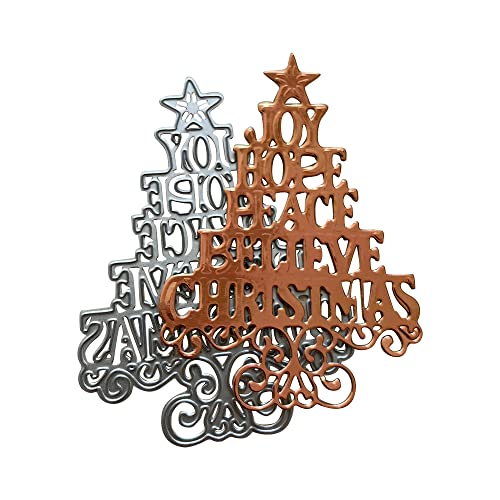 Christmas Tree Die Cuts Joy Hope Peace Believe Christmas Words Cutting Dies For Card Making Scrapbooking Paper Craft Album Stamps Diy Décor #TOP4