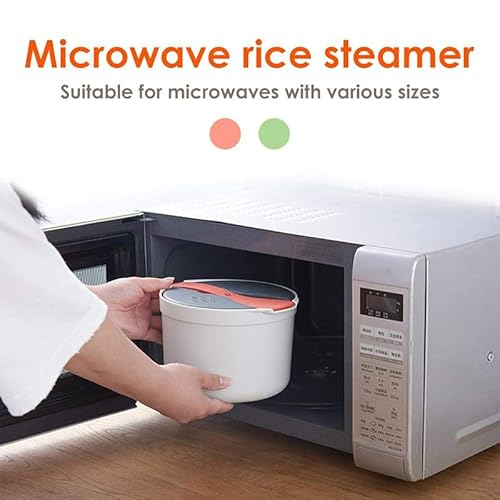 Ziyaeru Microwave Rice Cooker 2L Plastic Food Grade Microwave Cookware Non Stick Rice and Pasta Cooker Includes Rice Scoop Lid Strainer and Steaming Pot for Vegetable Dishwasher (Orange) - Image 6