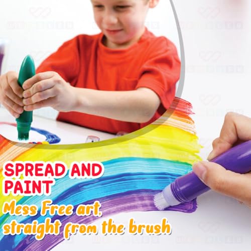 Image of Wembley Squeeze Brush Paint Set for Kids | 9 Assorted Colors | Washable, Non-Toxic Painting Kit for Kids | Quick Dry Solid and Water Color Brush Set for Kids | Art & Craft Set for Boys & Girls
