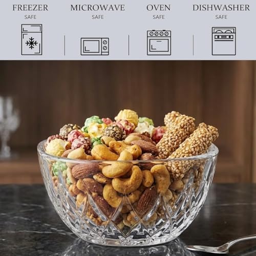 Image of Glassbunny Square Glass Dessert Bowls 260ml Set of 6 | Transparent Ice Cream, Pudding, Yogurt, Custard & Sweet Dish Serving Cups | Stylish Glass Bowls for Kitchen & Dining Table