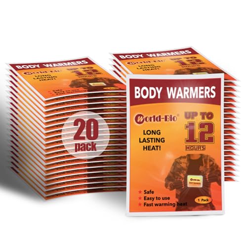 MR.ICE 20 Packs Body Warmers Large Pads with Adhesive Backing Gives 12 Hours Warm (5.1''×3.7'') for Women Men Kids, Big Heat Sticker for Camping Hiking