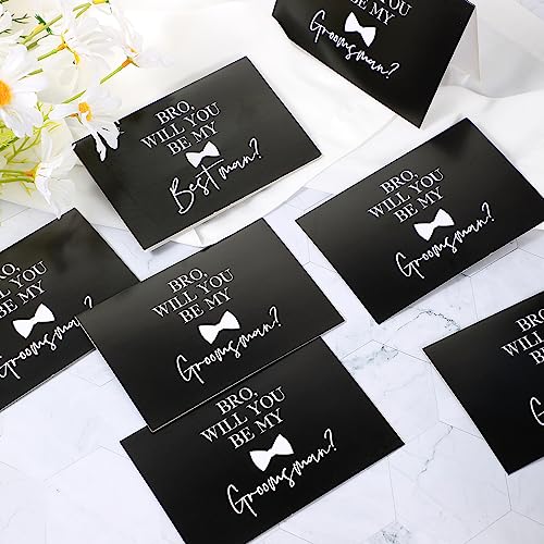 Amylove 7 Sets Man Gifts Men Toiletry Bag for Men Wedding Proposal Gift for Best Man PU Leather Cosmetic Bags with Zipper Bowknot Greeting Card Wedding Toiletries Accessories(Black)4