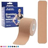 AUPCON Sports Kinesiology Tape Precut Muscle Tape Breathable Hypoallergenic Latex Free Water Resistant Pain Relief Knee Shoulder Elbow Ankle Injury Recovery Therapeutic Aid (Beige)