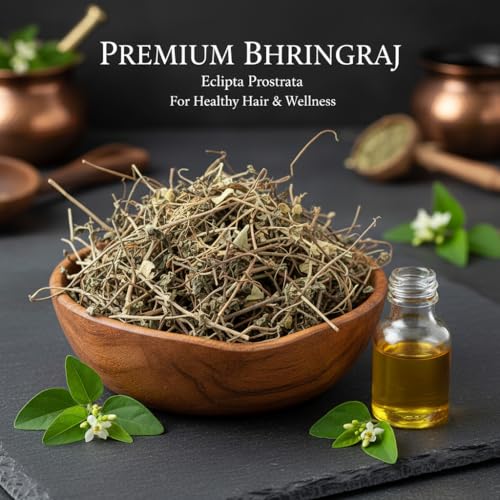 Image of Organic Raw Bhringraj Leaves 50g | Eclipta Alba Dry Leaves for Hair Growth, Hair Fall Control & Scalp Care | Ayurvedic Herbal Hair Care, Skin Nourishment | 100% Pure Natural, Raw Form