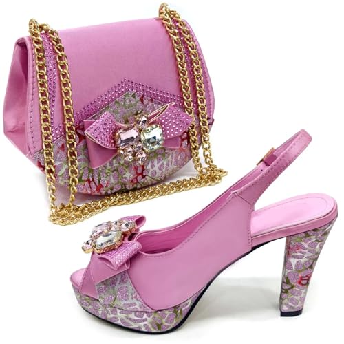 Women Shoes and Bag Set Fashion Pink Italian Shoes with Bag Italy Shoe and Bag Set for Wedding2