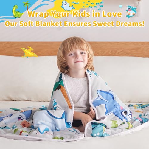 anfie Weighted Blanket Kids(50"x60" 10lbs) Weighted Blanket Cooling Blanket for Sleeping,Throw Size Breathable Blanket with Premium Glass Bead(White Shark)