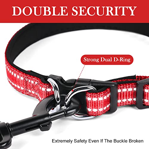 AUAUY Reflective Nylon Dog Collars, Double Security Adjustable Classic Pet Collars with Soft Neoprene Padding AirTag Case - Image 3