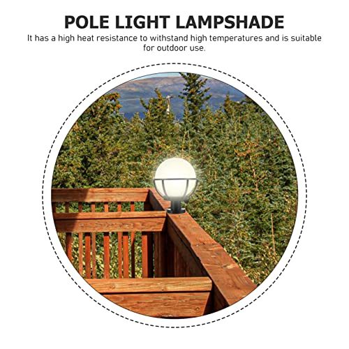 Yardwe 1 Set Post Mount Globe Light Fixture Acrylic E27 Socket White Globe Lampshade Pathway Street Light Bulb Cover For Garden #TOP2