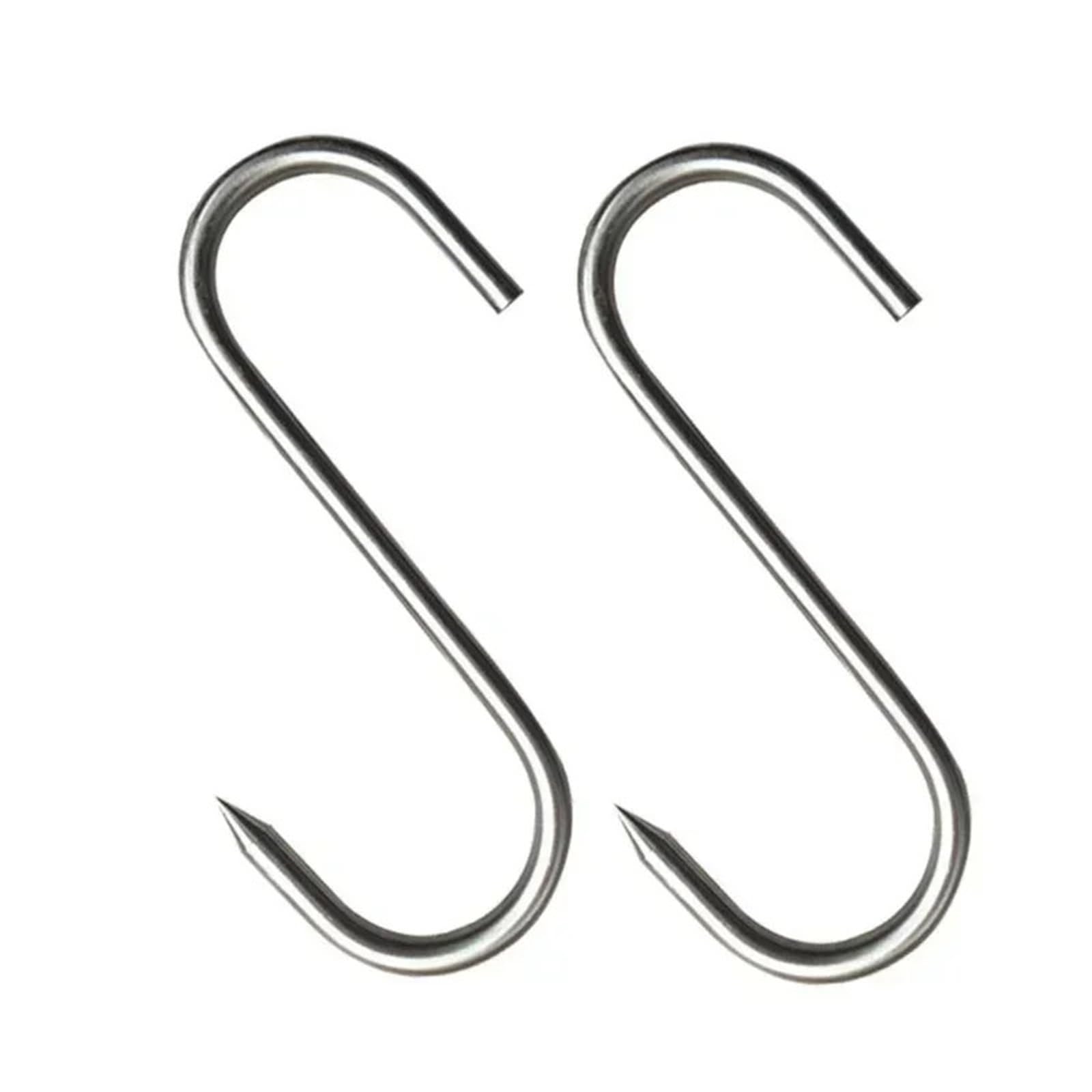 100 ganchos en forma de S de acero inoxidable con punta afilada for colgar utensilios de carne, ropa y carnicería, utensilios de cocina y repostería. Para Carnes