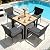 YITAHOME 5-Piece Patio Dining Set, Outdoor Wicker Conversation Furniture with Wooden Tabletop and Cushions, Wicker Square Dining Sets for Lawn Garden Backyard Deck