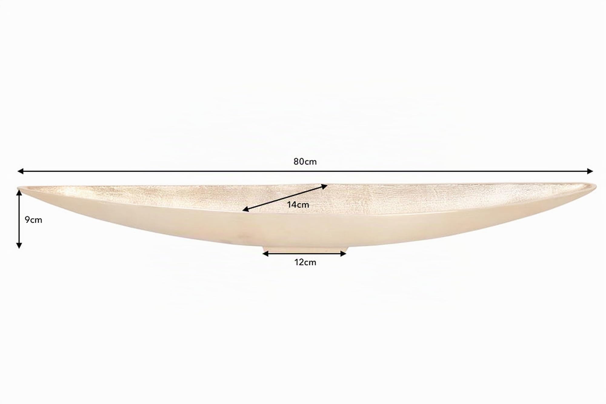Licht-Erlebnisse Dekoschale länglich groß 82 cm lang aus Metall in Gold Handarbeit Elegantes Design Deko Schale für Schmuck Schlüsse Obstschale Esstisch