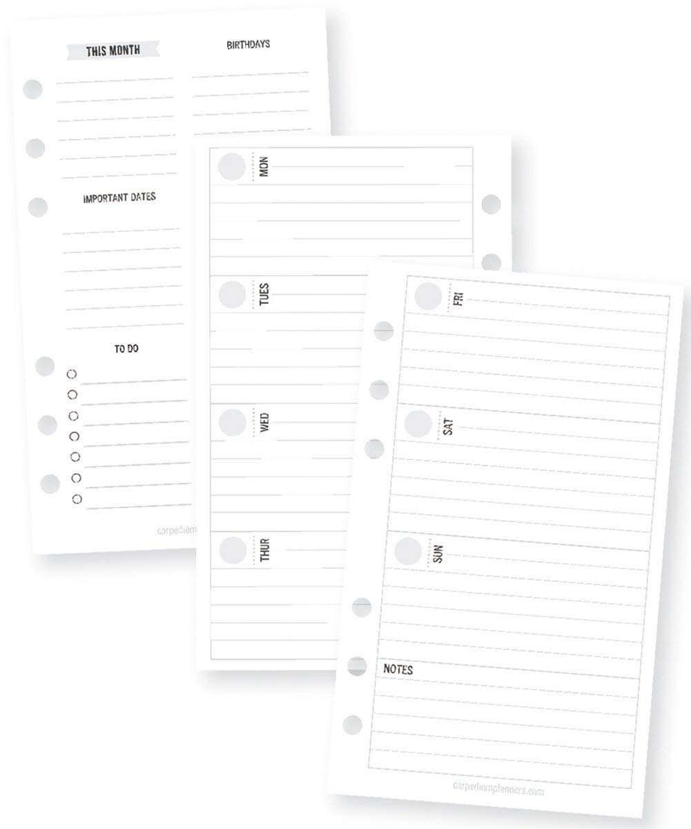 Carpe Diem by Simple Stories Personal Horizontal Format Weekly Planner Inserts