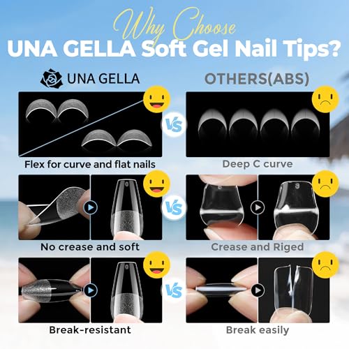 Image of UNA GELLA Gel Nail Tips Coffin Medium 450PCS 15 Sizes Full Cover