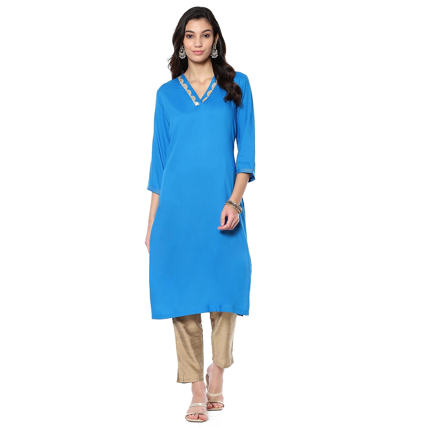 biba Women Rayon Regular Fit Solid Straight Kurta-picture-16