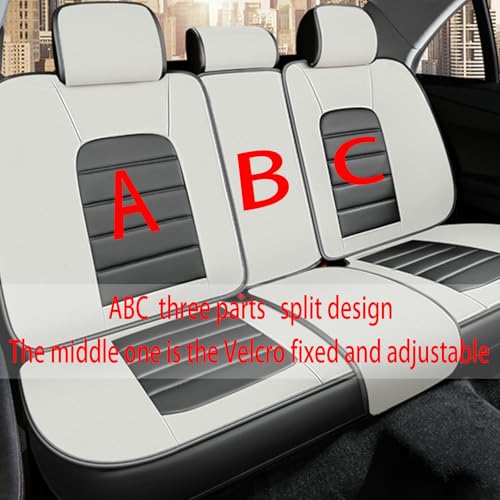 Image of Fit for Sedan SUV Pick-up Truck,Automotive,Ice Slik Nappa Leather Car Seat Covers,Waterproof Durability Washable Seat Covers,5 Seat Complete Set Standard Full Coverage Car Seat Cover(Gray & White)