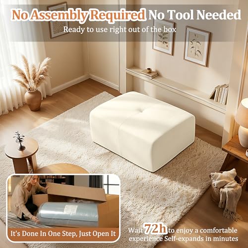 Image of 37 inch Oversized Boneless Couch, Comfort Cloud Sectional Couches for Living Room, Modular Sofa High Back & Extra Deep Seat, No Assembly, Soft Chenille Fabric (Warm White, 37 inch-Single Ottoman)
