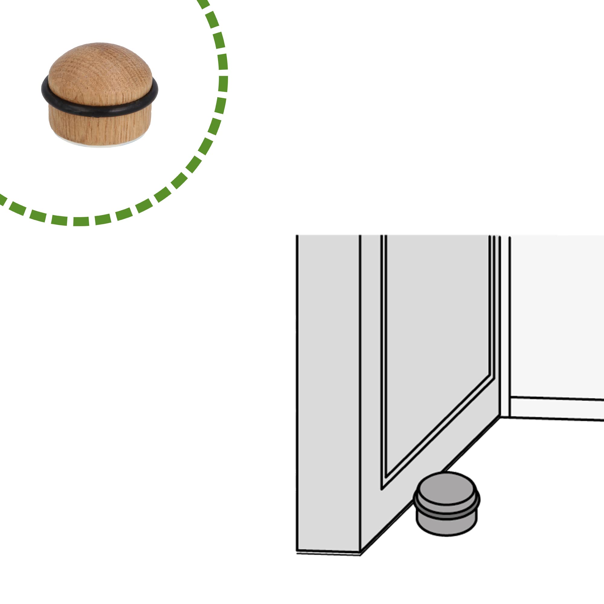 Gedotec Wooden Door Stopper with Damping Rubber - Oak - Image 2