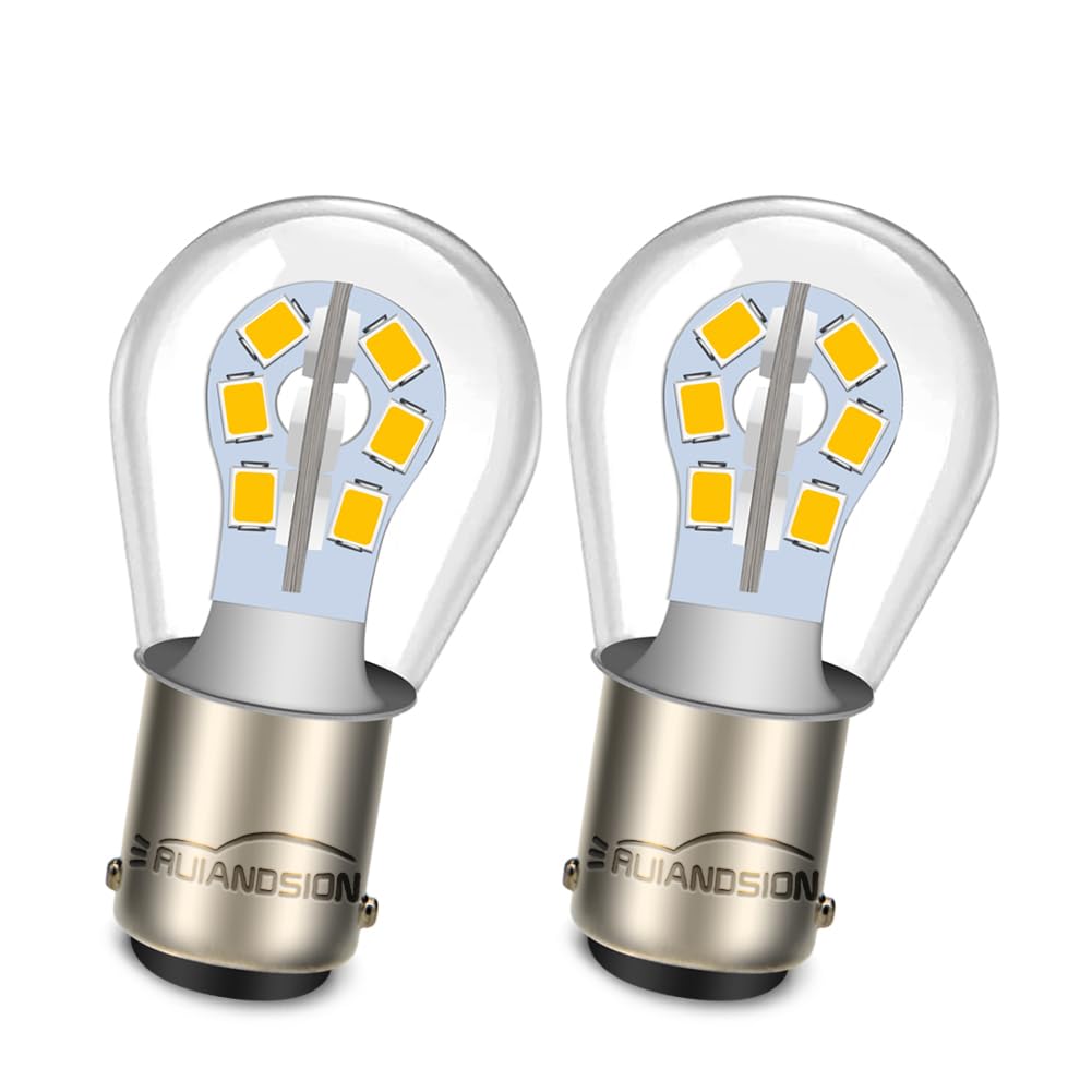 Ruiandsion BA15D 1004 1076 1130 1142 1176 LED Corner Lights 12V Non Polarity Warm White LED Bulb for RV Car Camper Tail Boat Interior Lights Pack of 2