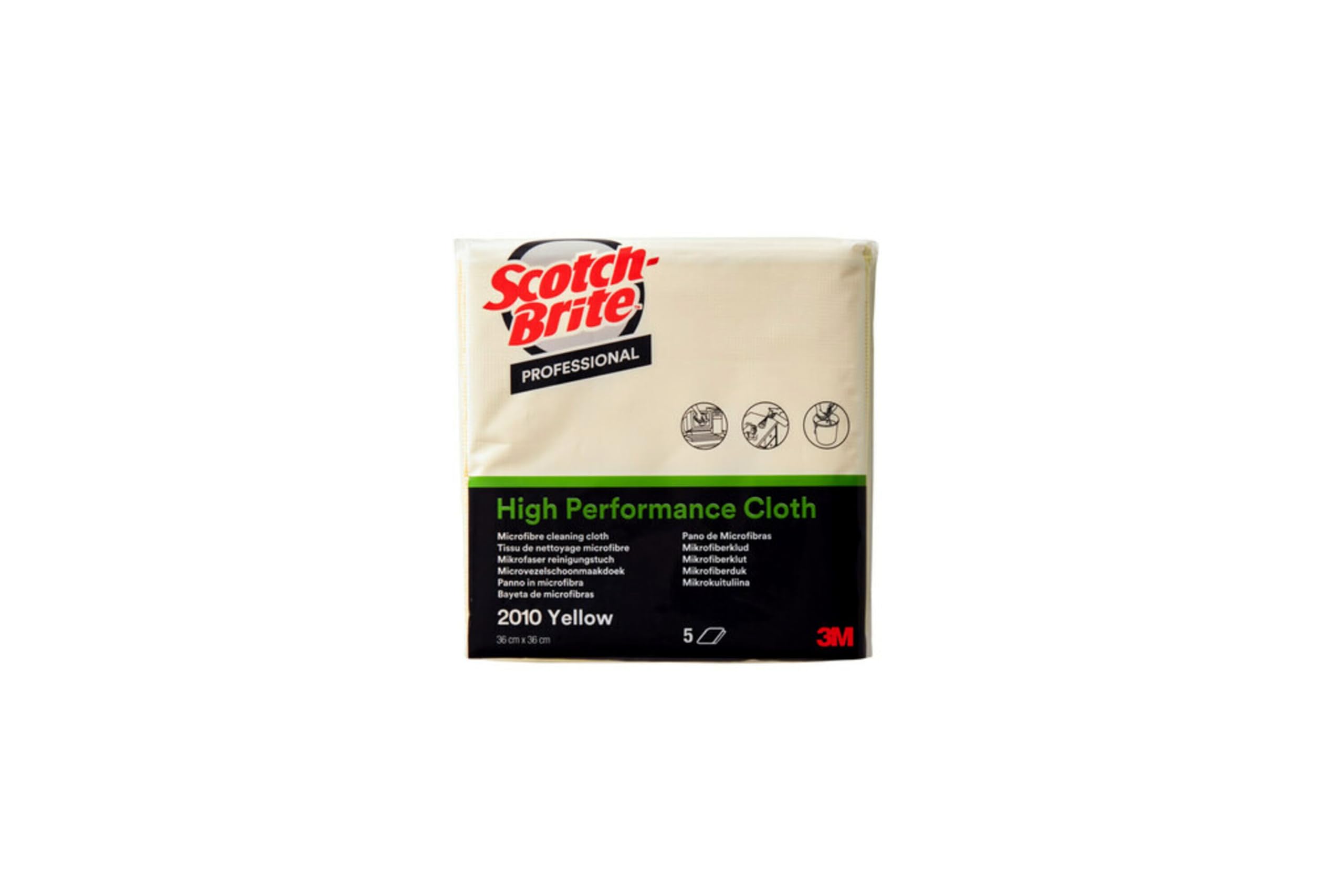 Scotch-Brite Lingettes Microfibre Haute Performance 2010, Jaune, 360 mm x 360 mm