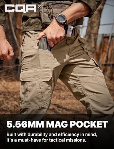 Image of CQR Men's Tactical Pants, Water Resistant Ripstop Cargo Pants, Lightweight EDC Work Hiking Pants, Outdoor Apparel