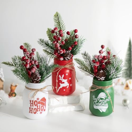 Glasseam Deko Vase Weihnachten zur Tischdeko: Kleine Vasen Set für...