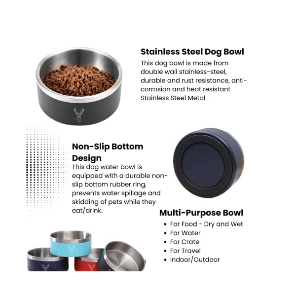 Zillcom Dog and Cat Bowl, 32oz Stainless Steel Bowls with Rubber Non-Slip Bottom for Indoor and Outdoor Food and Water Bowls, Spill Proof Weighted and Insulated for Small, Medium Sized Dogs and Cats Zillcom Dog and Cat Bowl, 32oz Stainless Steel Bowls with Rubber Non-Slip Bottom for Indoor and Outdoor Food and Water Bowls, Spill Proof Weighted and Insulated for Small, Medium Sized Dogs and Cats