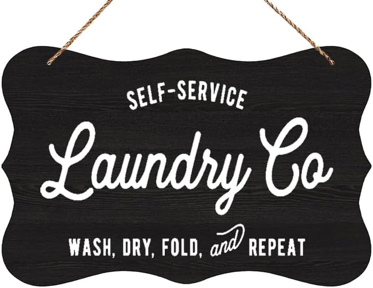 Wooden Sign Room Decorations Laundry Co Sign Self-Service Laundry Sign Laundry Sign Wood Signs Home Decor Rustic Signs Motivational Wood 12x6 Inch
