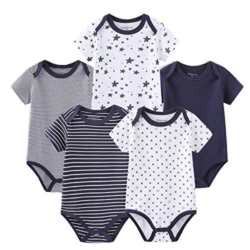 Kiddiezoom Baby Boys Bodysuit Newborn Short Sleeve baby One-Piece Cotton 5-Pack baby clothes
