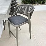 PURPLE LEAF Barhocker Set Rattan Steingrau