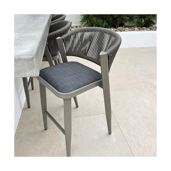 PURPLE LEAF Barhocker Set Rattan Steingrau