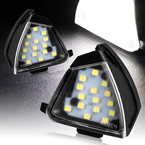 White LED Under Side Mirror Muddle Lights (2PCS) fit for compatible with 2005-2015 Volkswagen, 6000K 15-SMD Led Puddle Admix Lamp Unit Set