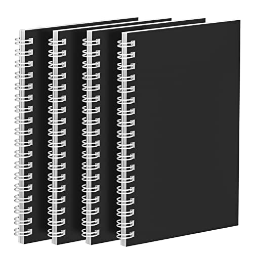 4 Pack Spiral Notebook A6 Wirebound Notebook Small Spiral Pocket Notepads College Ruled Mini Spiral Notepad A6 Spiral Lined Notebooks with 50 Sheets 100 Pages Black Cover for Office School Supplies