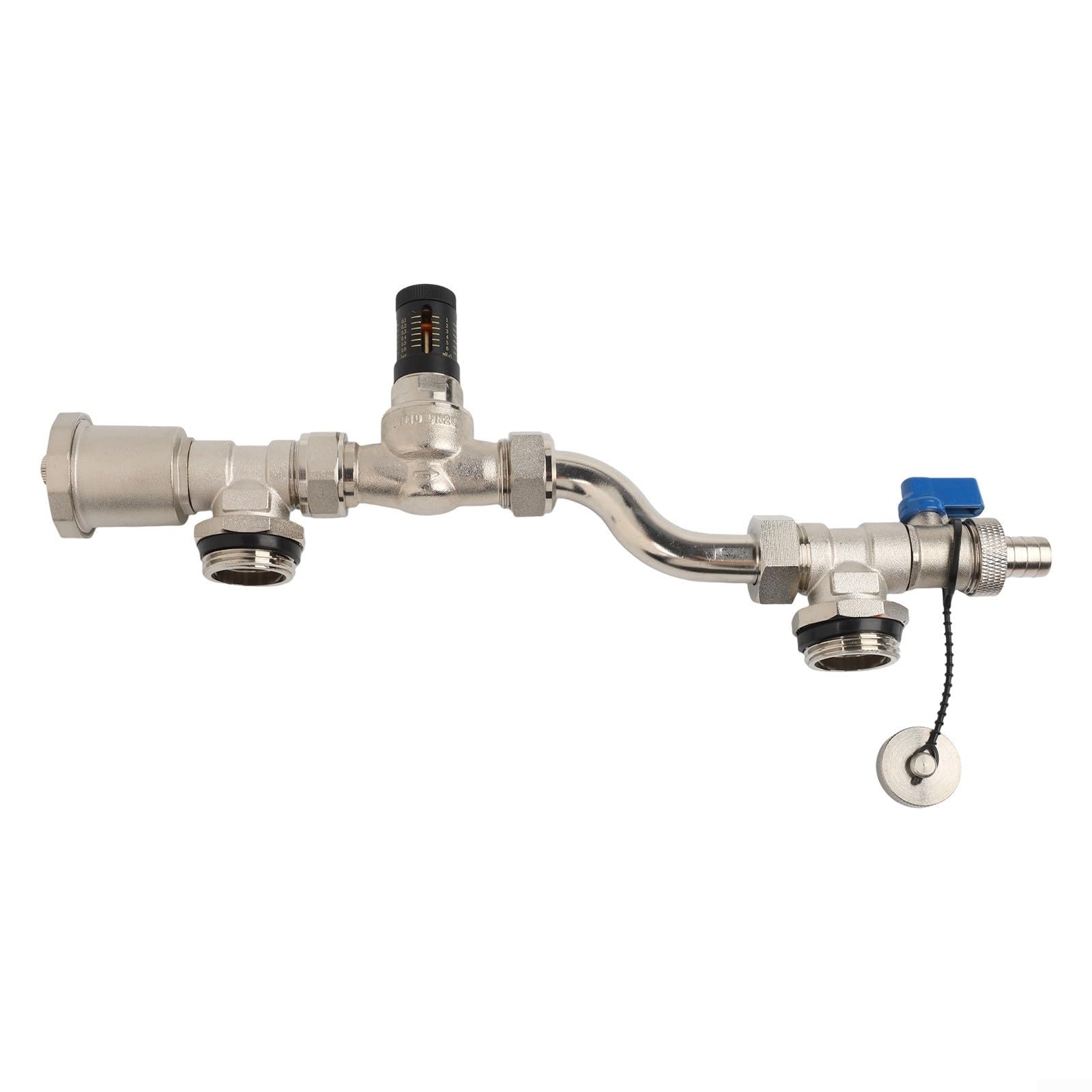 Valvola di bypass pressione differenziale in ottone con quadrante a doppia scala a 360° e funzionamento autoregolante per collettore di riscaldamento a pavimento, 210 mm (argento)