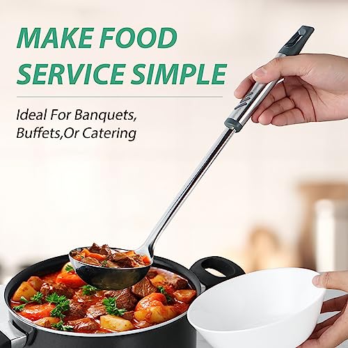 image for Lebabo Soup Ladle, 13.9 inch Large Ladle Serving Spoons, 4 oz Stainles