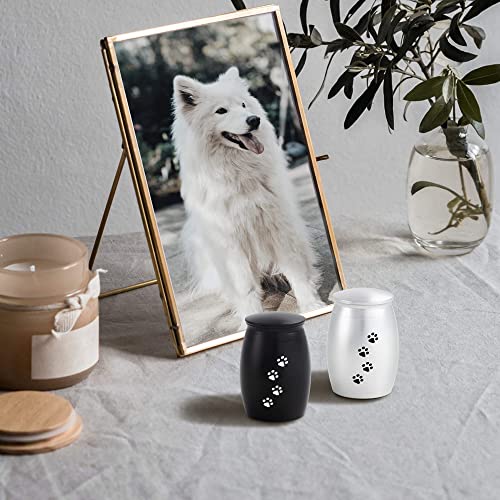 Image of 2.67 Inches Small Memorial Urns for Dog or Cat Ashes Set of 2 | Mini Cremation Keepsake Urns for Pets Ashes with Paw Print,Small Memorial Urn - A Perfect Tribute & Gift for Families
