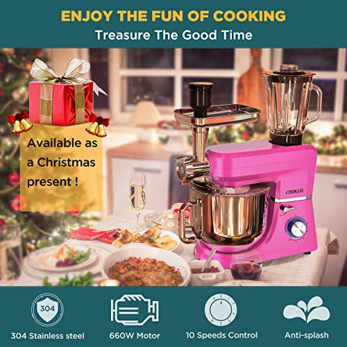 COOKLEE-6-IN-1-Stand-Mixer-85-Qt-Multifunctional-Electric-Kitchen-Mixer-with-9-Accessories-for-Most-Home-Cooks-SM-1507BM-Pink