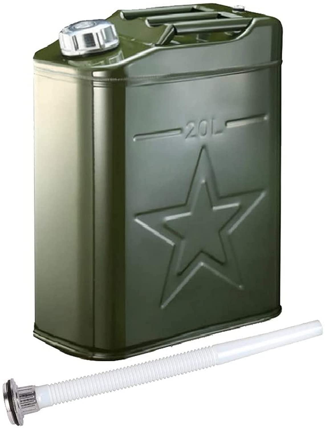 jerry can， 10L/15L/20L Green Fuel Tank, Portable Petrol Container With Oil Guide Tube, Backup Gasoline For Home Travel Transport(20L)