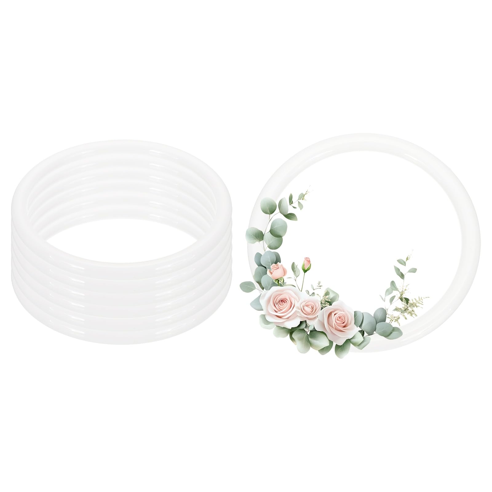Anneau attrape-rêve plastique blanc de 11,7 cm PATIKIL pour macramé et crochet x6