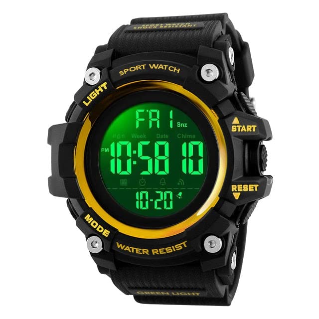 RUSTET Digital Sports Multi Functional Black Dial Watch for Mens Boys -W1257 (Yellow) (B0BT4ZVHP1) Amazon Price History, Amazon Price Tracker